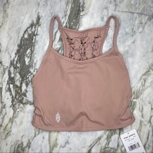 FREE PEOPLE MOVEMENT Revelation Braided Back Yoga Tank Bra Crop Top Nude Pink XS